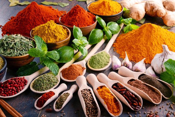 Bowls of Maharashtrian spices